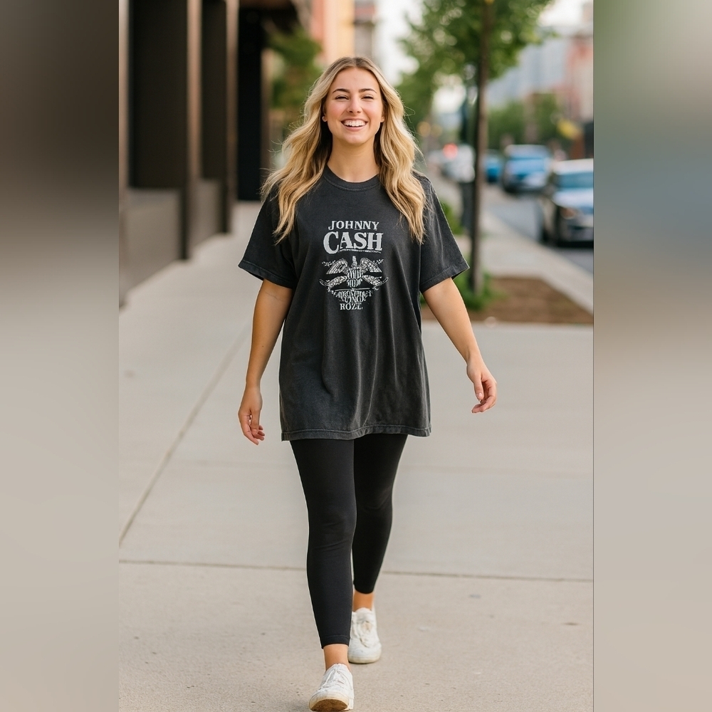 BUNDLE AND SAVE Gildan Johnny Cash Black Graphic Tee Shirt